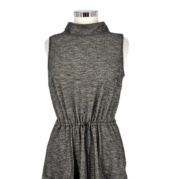 W By Worth Heather Gray Sleeveless Knit Dress Mock Neck Toggle Waist Size 8 - Picture 2 of 13